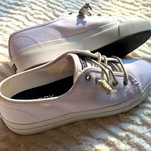 Sperry top slider white  off white rubber sole platform sneaker size 7